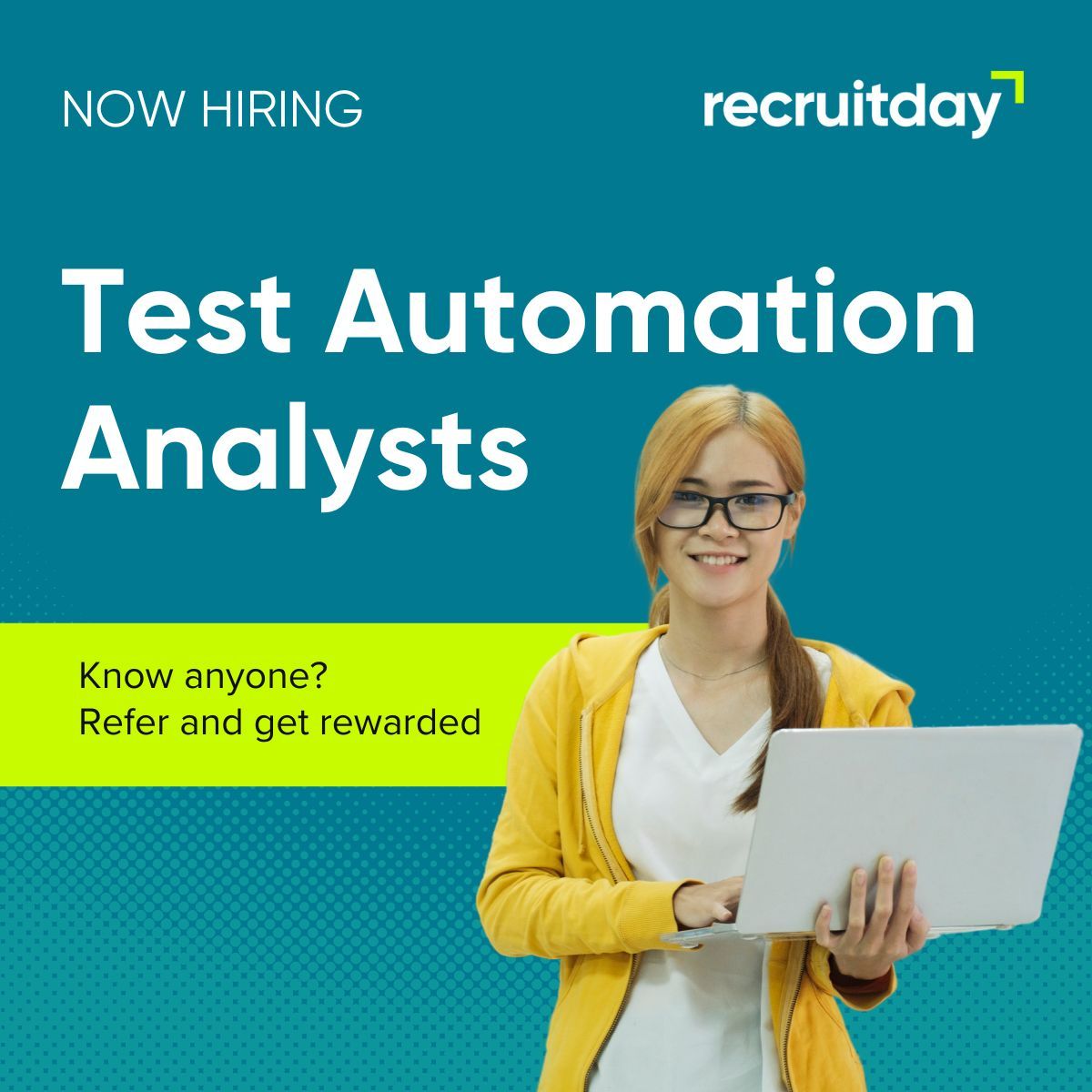 recruitday's tweet photo. 🔍 Seeking Test Automation Analysts! 🚀 Whether you're just starting out or ready to lead, our partner employers are looking for talented Test Automation Analysts at all levels. Apply now --> https://t.co/BRjVW747xW 
#TestAutomation #QAJobs #TechCareers #ReferAFriend https://t.co/OTxhOKyA9w