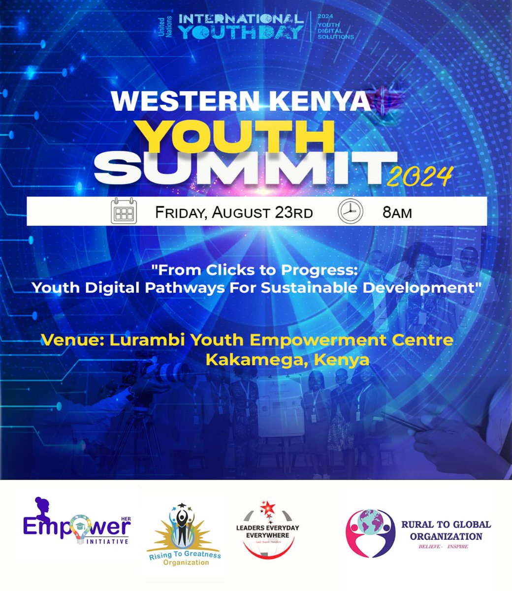 risingtogreatn's tweet photo. This Friday! We have something big for the youth! August was never going to end without a mega recognition and celebration for the young people who ensure that digitalization creates a huge impact on the world.
See you at Lurambi Youth Empowerment Center. https://t.co/oBLv2wVscs