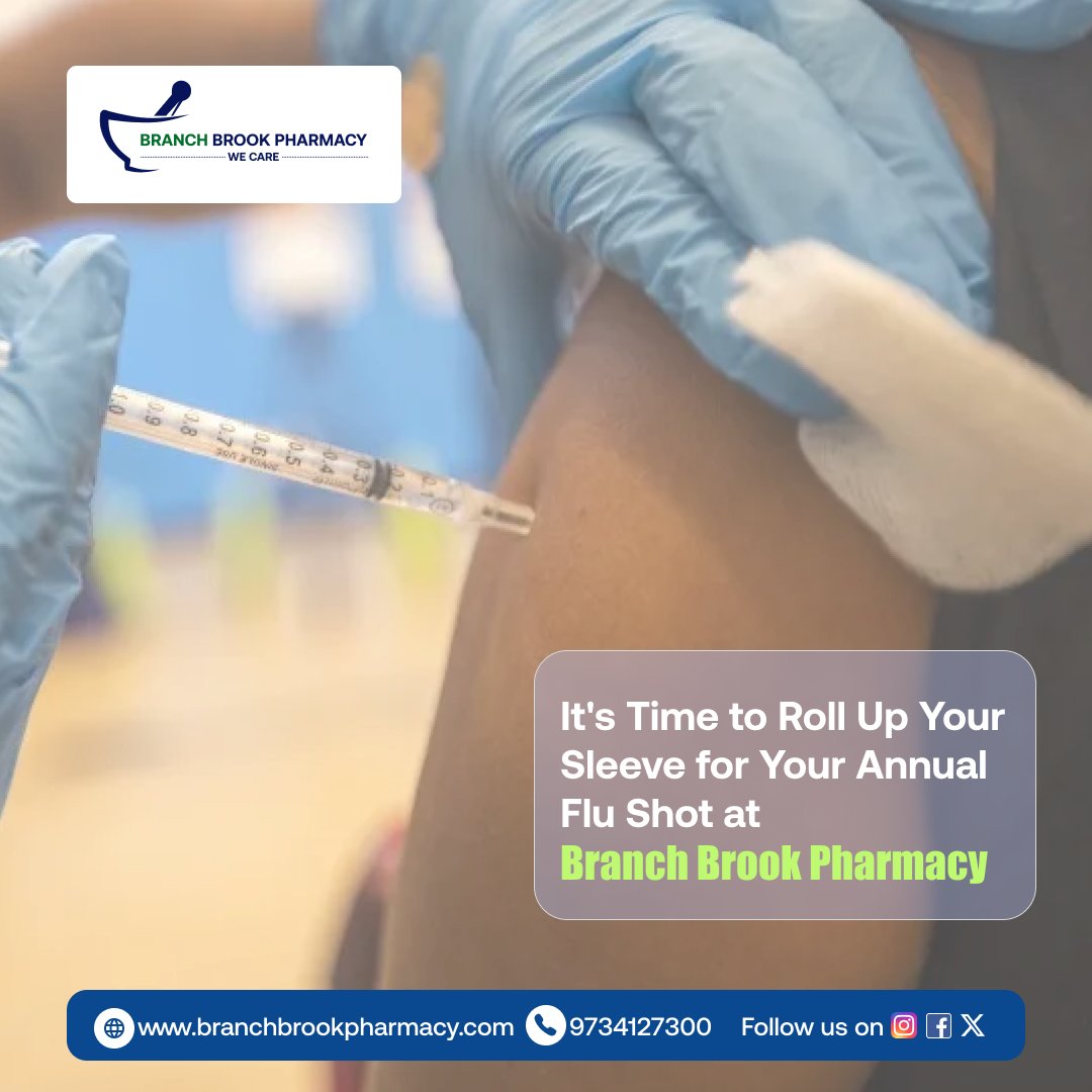 It's Time to Roll up your Sleeve for your Annual Flu Shot

Protect yourself, your loved ones, and your community by getting your flu shot with us at #BranchBrookPharmacy. 

Call us today to schedule your appointment
📞(973) 412 7300
📍 917 Franklin Avenue, Newark, NJ 07107-2809