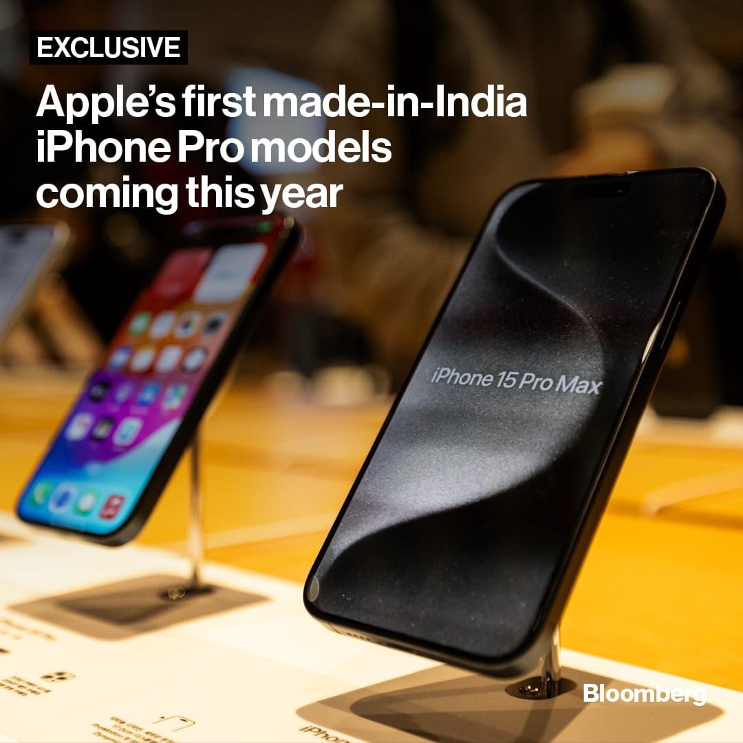 ashokmalik's tweet photo. #Apple will make the most expensive #iPhone_Pro and #iPhone_ProMax models in India for the first time this year as it diversifies beyond China. Read more here: https://t.co/uKrb5WIAsN
#Bloomberg https://t.co/BYBvkfm9xC