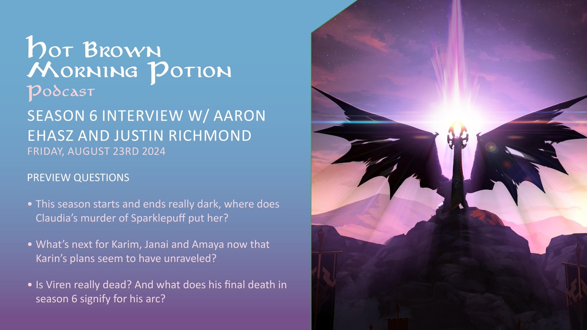 Here it comes! See what we talked with <a href="/aaronehasz/">Aaron Ehasz</a> and <a href="/wildspeculation/">Justin Richmond</a> about in season 6 while we were at SDCC! #TheDragonPrince