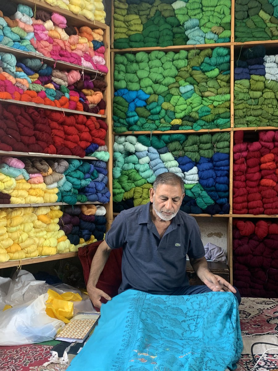 PashmIndia's tweet image. Selecting the perfect thread for Pashmina embroidery is an art form in itself, requiring a deep understanding of color, texture, and nuance to create a masterpiece that transcends time and trends.

#pashmindia #pashminashawl #kashmircraft #jammuandkashmir