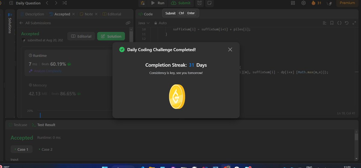 PRAKHAR28710623's tweet image. #day1 #100daysofcode
#leetcodePOTD-leetcode.com/problems/stone…
