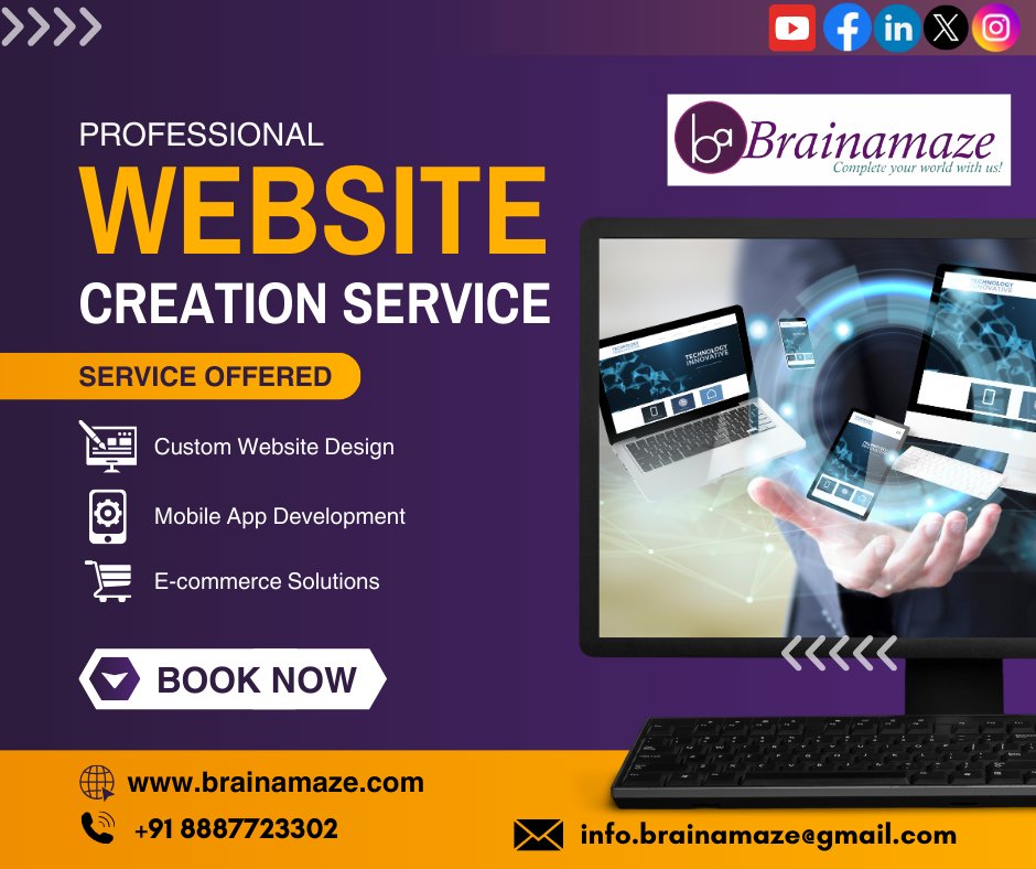 Brainamaze's tweet photo. Transform Your Online Presence with @Brainamaze !
Contact Us :
π https://t.co/sl6BuImPoL
π§ sales@brainamaze.com
π +91 8887723302
#Brainamaze #WebsiteDesign #MobileAppDevelopment #getservice #EcommerceSolutions #DigitalTransformation #CustomWebDesign #xusers #xpost https://t.co/p5iY1PhhN5