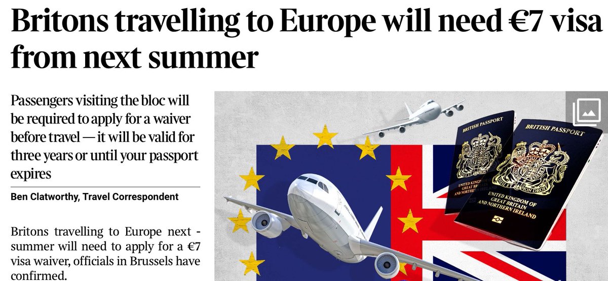 What did the EU ever do for us? Visa needed to visit Europe from next summer bit.ly/4cCjh2K surprised? I wasn’t  ‘from summer 2025 you will need to pay for a visa waiver to visit an EU country’ was definitely on my June 2016 ballot paper. Just below ‘take back control’.