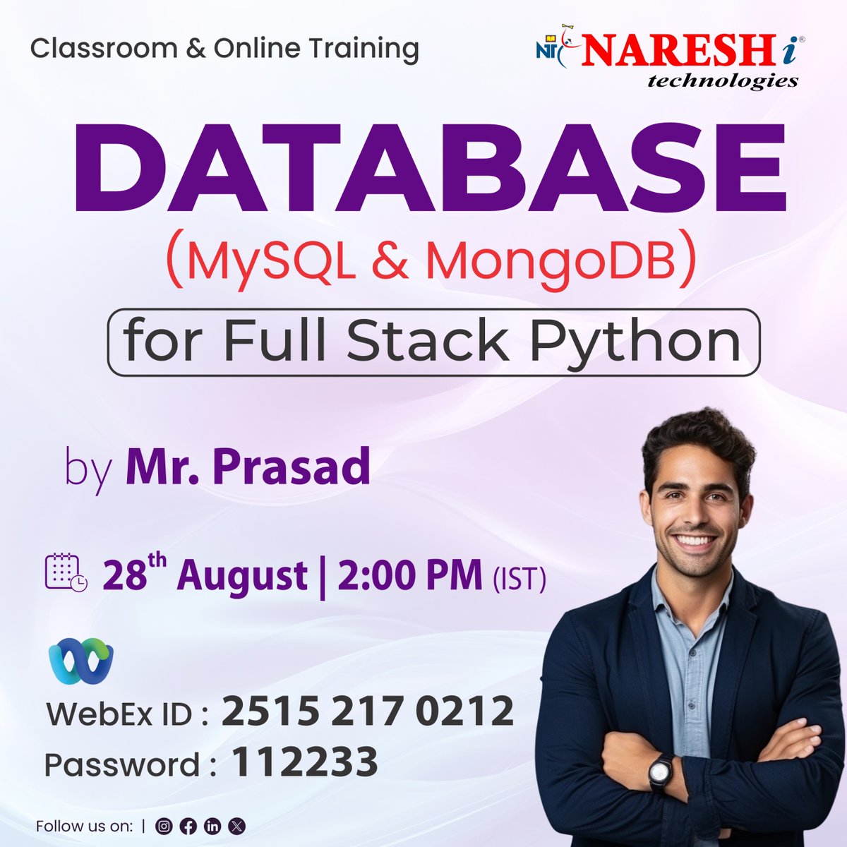 nareshitech's tweet image. ✍️Enroll Now: shorturl.at/ANnOT
👉Attend a Free Demo on Database for Full Stack Python by Mr. Prasad
📅Demo on: 28th August @ 2:00 PM (IST).
#python #programming #mangodb #Pandas #coding #database #programmer #developer #MySQL #pythonprogramming #datascience #software