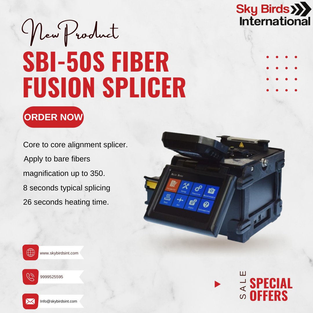 SKYBIRDSTECH's tweet image. SBI - 50S SPLICING MACHINE 
Available In Best Price 
Contact Us - 8860006076   
.
.
.
#products
#FTTH
#splicingmachine
#FusionSplicer