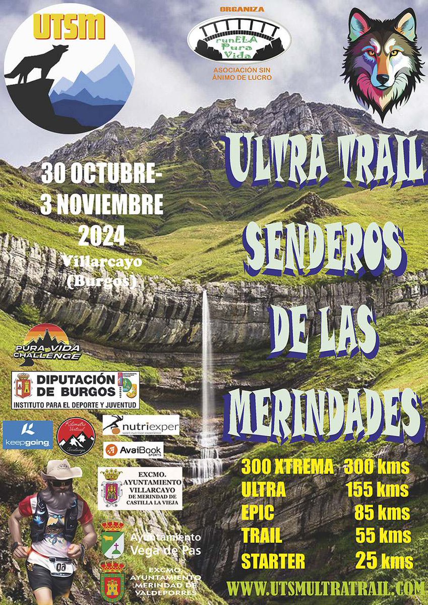 30/10 - 03/11 🏃🏼‍♀️🏃🏼-🚶🏽‍♀️🚶🏼 ULTRA TRAIL SENDERO DE LAS MERINDADES (Villarcayo)
utsmultratrail.com
🗓️ Desde el 30 de Octubre hasta el 3 de Noviembre
🔹Solidaria con enfermos de ELA 🔹
📍 Villarcayo

✍️ Inscripciones Desde el 25/01/2024 hasta el 13/10/2024
avaibooksports.com/inscripcion/ul…