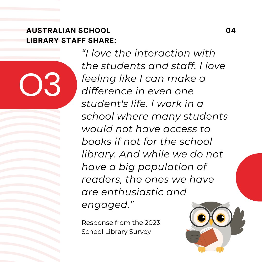 In honour of Australian School Library Day today, we’re excited to share what Australian school library staff love most about their roles.

Download the full feature document and be inspired by the voices of our school library heroes.

🔗 : bit.ly/3Rz9lPY

#ASLD2024