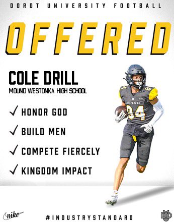 Cole Drill (@cole_drill) on Twitter photo After a great phone call with <a href="/DordtFB/">Dordt Football</a>, I am happy to say I have received my 2nd college football offer! <a href="/WestonkaFB/">Westonka Football</a> After a great phone call with <a href="/DordtFB/">Dordt Football</a>, I am happy to say I have received my 2nd college football offer! <a href="/WestonkaFB/">Westonka Football</a>