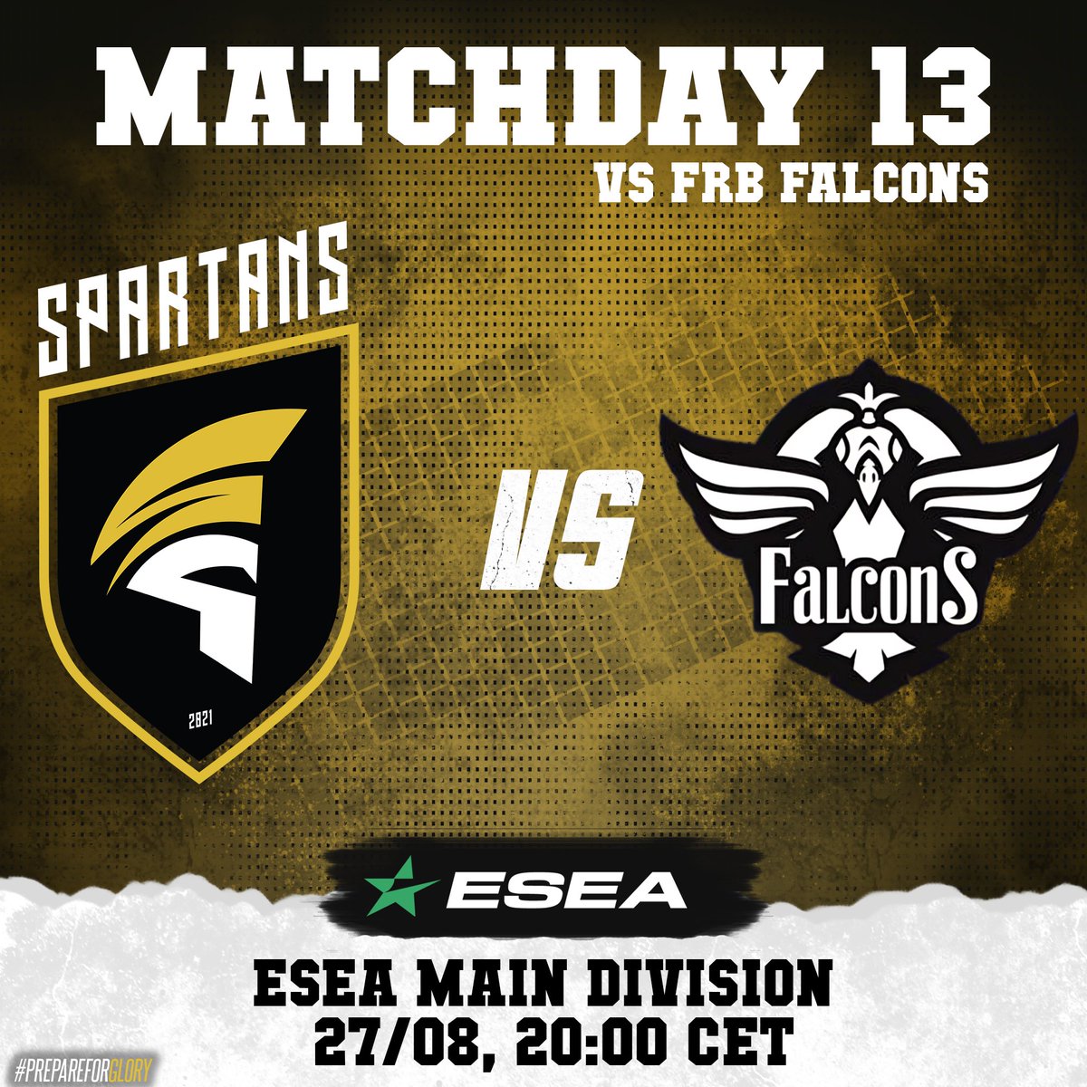 Back in action in ESEA!
⚔️Matchday 13
🗓️27/08/24
🆚FrB Falcons
🏆ESEA Main Division
🕓20:00 CET
🎙️twitch.tv/spartans_ares
#PrepareForGlory
#ESEA #CS2 #Gaming #esports #esport #CSGO #CS #spartans