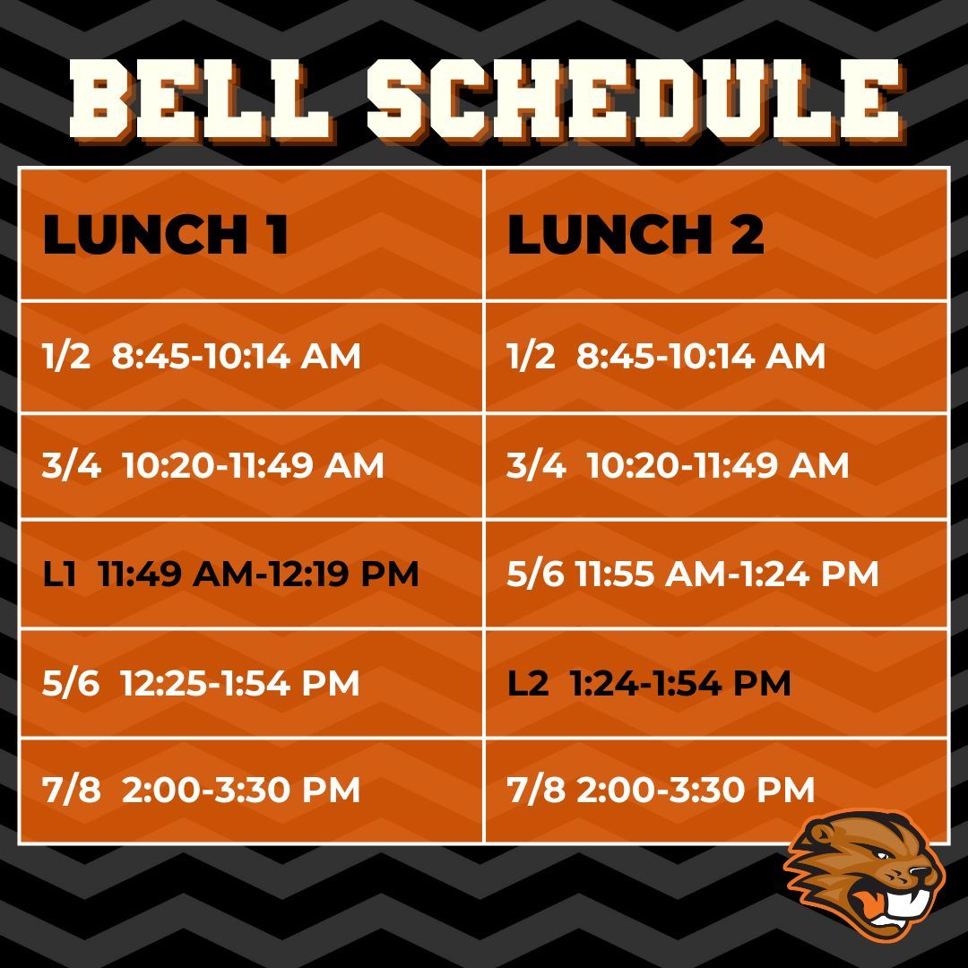 Welcome back! Here is our updated bell schedule. SAVE THIS.✔️