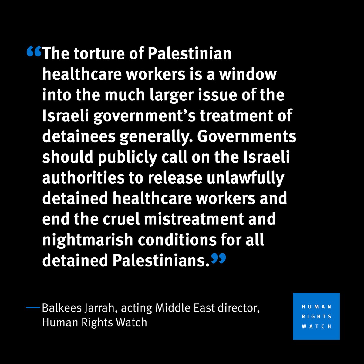 Israeli forces have arbitrarily detained Palestinian healthcare workers in Gaza since hostilities began in October 2023, deported them to detention facilities in Israel, and allegedly tortured and ill-treated them.

Read more: hrw.org/news/2024/08/2…