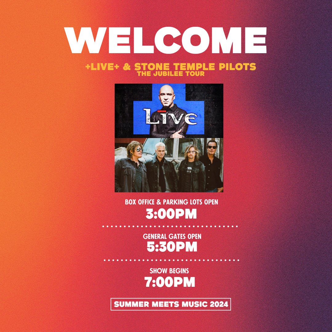 oakmtnamp's tweet photo. 🎵 TONIGHT (TUESDAY, 8/27) +LIVE+ &amp; Stone Temple Pilots - The Jubilee Tour w/ Soul Asylum!

✨ Venue &amp; Show Upgrades: https://t.co/vEKaKRuIXO

🚨 Things to know before you go: https://t.co/a1kfDMbpYD

❓ More questions? Visit our official venue website: https://t.co/K6ZjvAWvnm https://t.co/o9il891NjX