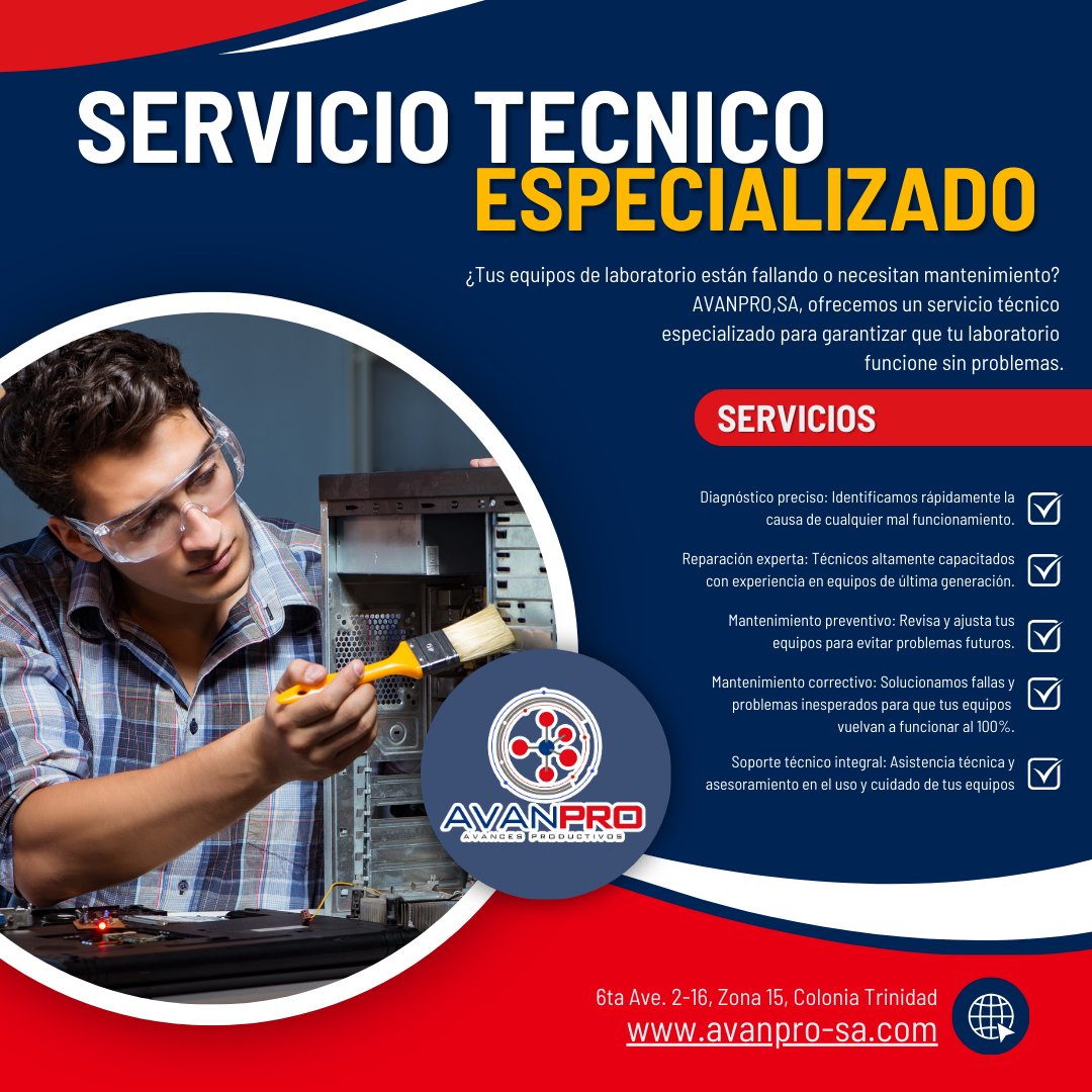 AvanproS's tweet photo. ¡Tu equipo de laboratorio en buenas manos! 
En Avanpro, ofrecemos mantenimiento preventivo y correctivo, soporte técnico especializado y asistencia personalizada para garantizar el óptimo funcionamiento de tus equipos. 

📞 Contáctanos: 3009-5741
#ServicioTécnico #Laboratorios https://t.co/gvgvLzVv9m
