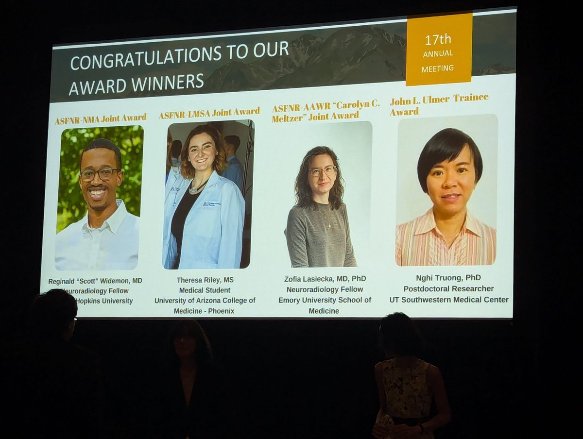 ZabeccaBrinson's tweet photo. Fantastic #ASFNR24! It was wonderful to cheer on my #ANSIR lab colleagues James Holcomb, @PegahA93, and @EMDavenport_PhD for their presentations and Nghi Truong for her well deserved John L. Ulmer trainee award. Looking forward to #ASFNR25! @theASFNR @UTSW_Radiology https://t.co/8TKPSH9VKf