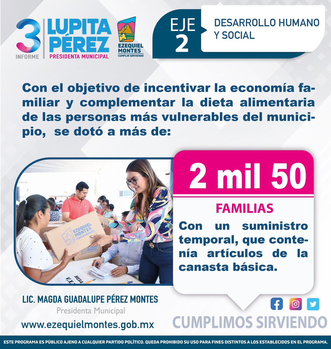 🔵🟠 Con el objetivo de incentivar la economía familiar y complementar la dieta alimentaria de las personas más vulnerables del municipio,  se dotó a más de 2 mil 50 familias, con un suministro temporal que contenía artículos de la canasta báscia. ☑️
#3erinformedegobierno