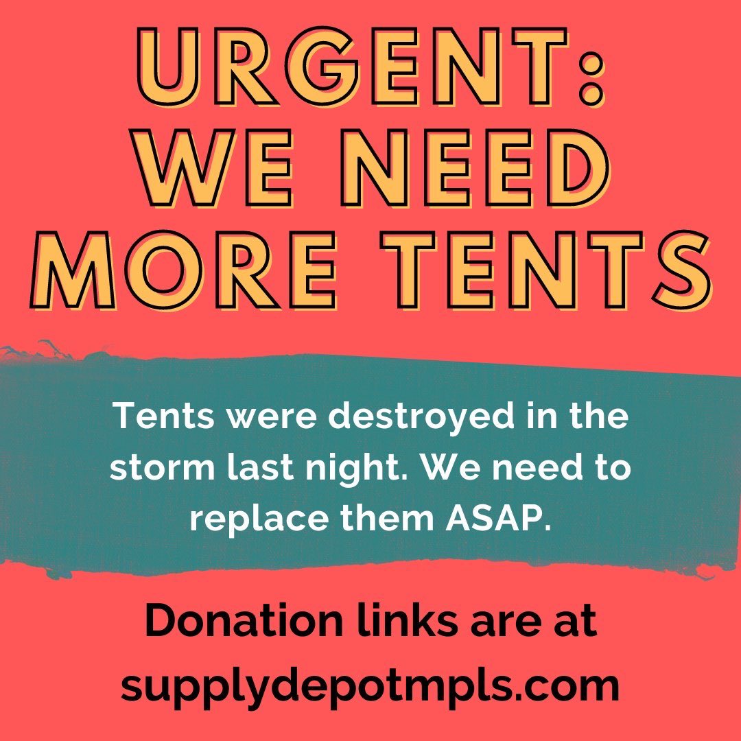 Tents destroyed please donate to supply depot so they can supply people tents