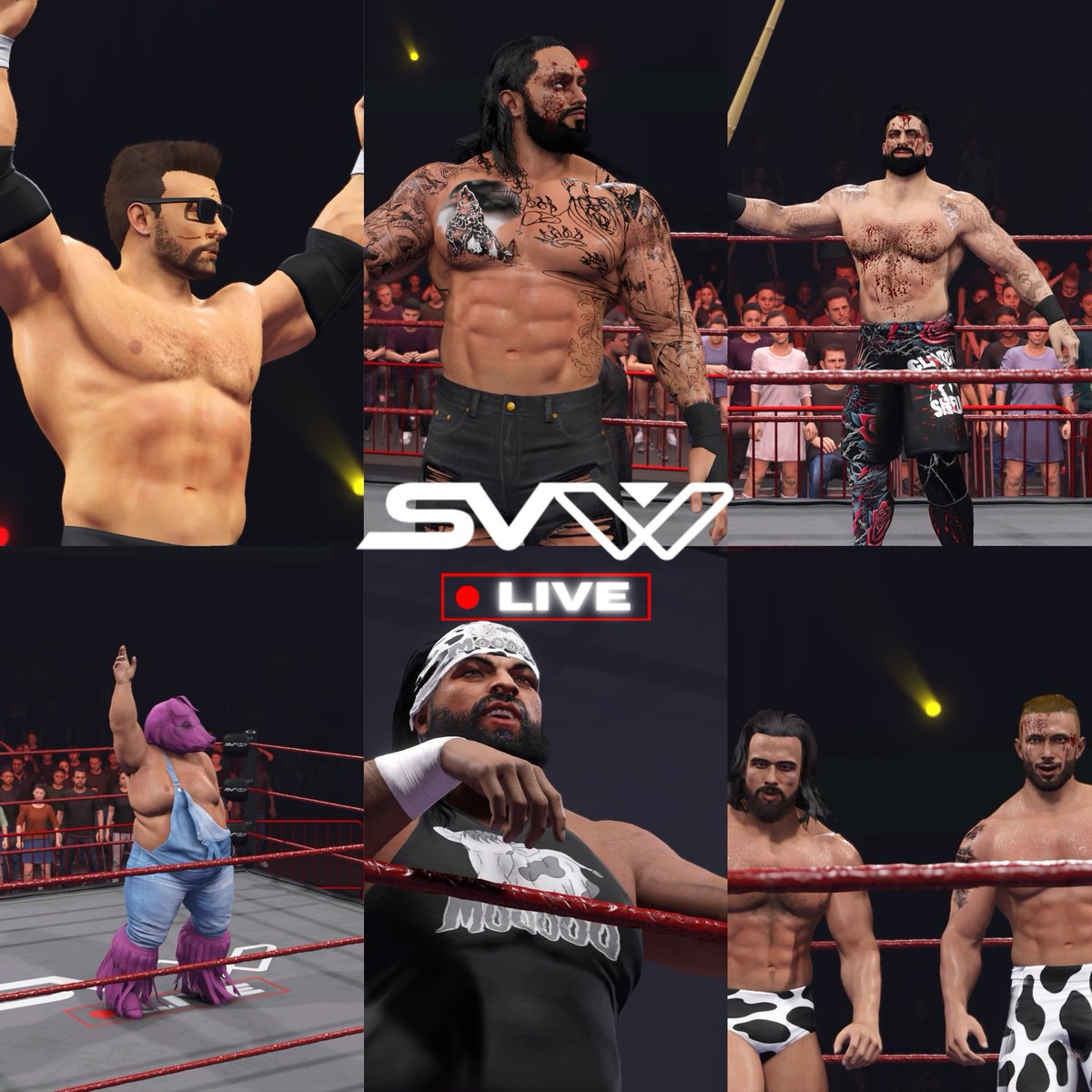 SVW2K's tweet photo. Here are the results of our first ever Live event, Propane def Kade the Kidd, TJ def Joe Hendry, Clinton Shields def Maverick Maximo, Piggy Def Bronson Reed, Jake Cage def Grim, The flying Moos def The toxic table #SVWLive #SocialVerseWrestling https://t.co/FmLA5Mosoe