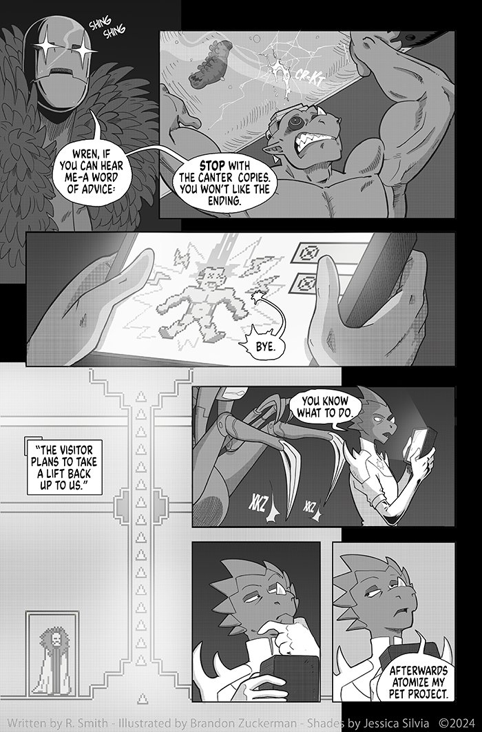 A new page 💡 banishedonline.com/comic/15

Written by <a href="/RyanComics/">ryancomics.bsky.social</a> 
Art by <a href="/ManOrCatman/">Brandon Zuckerman</a>
Shading by <a href="/Buboniccc/">Bubonicc</a>

Try out our Patreon for previews, exclusives &amp; MORE ✨ patreon.com/ryancomics