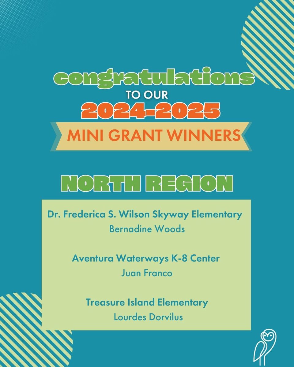 Dadegetsgrants's tweet image. A huge congratulations to the 2024-2025 winners of the Foundation for New Education Initiatives Inc. Mini Grant competition! We look forward to seeing your projects come to life in our community. #grants #mdcps #dadeschools #yourbestchoicemdcps