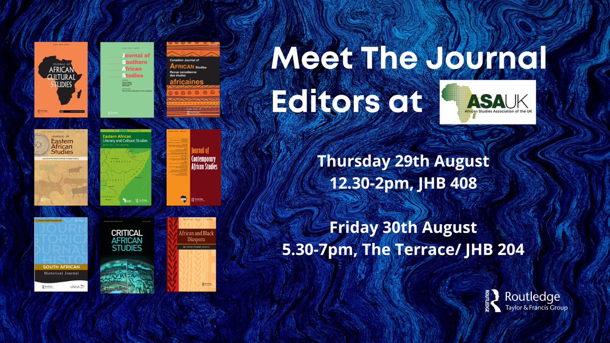 T&F Social Sciences and Humanities (@tandfhss) on Twitter photo Attending <a href="/ASAUK_News/">AfricanStudiesUK</a> this week in Oxford? Stop by our informal drop-in sessions to meet Editors from leading <a href="/TandF_Africa/">T&F Africa</a> journals, and other peer journals, to discuss your articles and find a home for your research.
#ASAUK24 <a href="/CJAS_RCEA/">Canadian Journal of African Studies</a> Attending <a href="/ASAUK_News/">AfricanStudiesUK</a> this week in Oxford? Stop by our informal drop-in sessions to meet Editors from leading <a href="/TandF_Africa/">T&F Africa</a> journals, and other peer journals, to discuss your articles and find a home for your research.
#ASAUK24 <a href="/CJAS_RCEA/">Canadian Journal of African Studies</a>