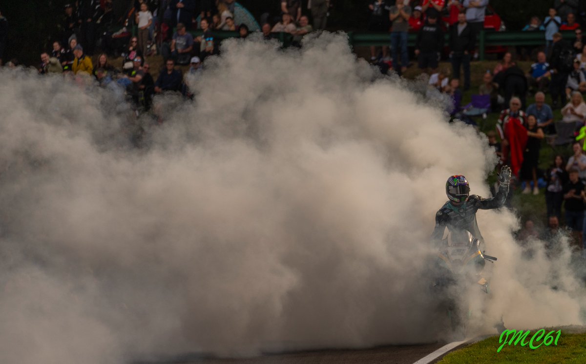 Josh Brookes entertaining the crowd at Cadwell
