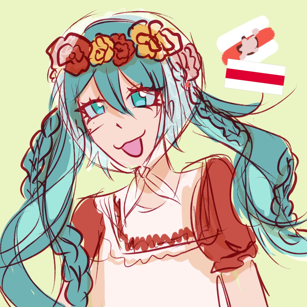 strawbsora's tweet photo. Belarus miku from memory and w stuff I grew up :3 https://t.co/w8pVbzKPaz