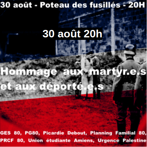 OCF_Amiens's tweet photo. Le #PRCF80 commémorera, à la Citadelle, avec d'autres organisations progressistes

➡️les 80 ans de la Libération d'Amiens

🚩vendredi soir 20h : Veillée au poteau des fusillés
🚩samedi 10h : prises de paroles place d'Armes

#LibérationAmiens
#Résistance
#Antifascisme https://t.co/QBzITj7hjK