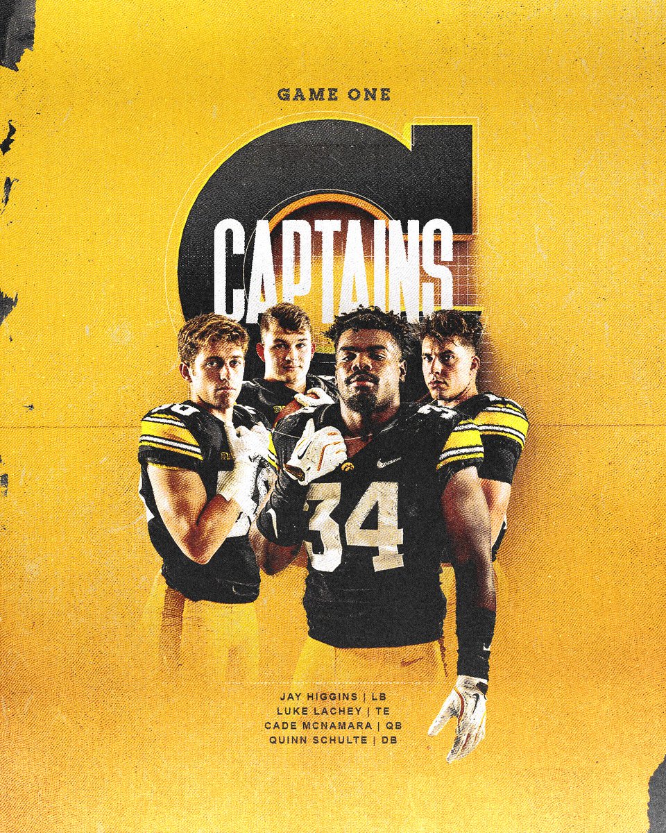 Game 1 Captains

<a href="/quinnschulte5/">Quinn Schulte</a> 
<a href="/luke_lachey/">Luke Lachey</a> 
<a href="/_jhigg/">Jay Higgins</a> 
<a href="/Cademac_12/">Cade McNamara</a> 

#Hawkeyes