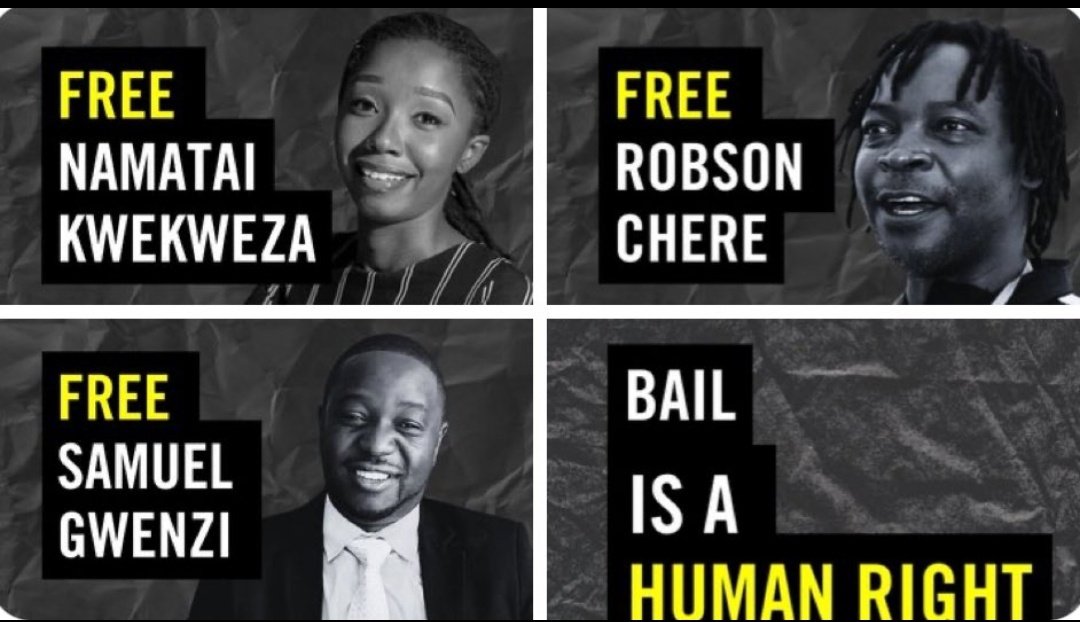 VongaiMuts69851's tweet photo. The judiciary must respect our constitution, independently deliver justice to citizen of this country regardless of political ideology they believe in.
#FreeThem
#FreeNamatai
#FreeGwenzi
#FreeRobo
@weleadteam @WalpeAcademy @ARTUZ_teachers @amn @Zinasuzim @JoanaMamombe @ober https://t.co/bykK3mic0d