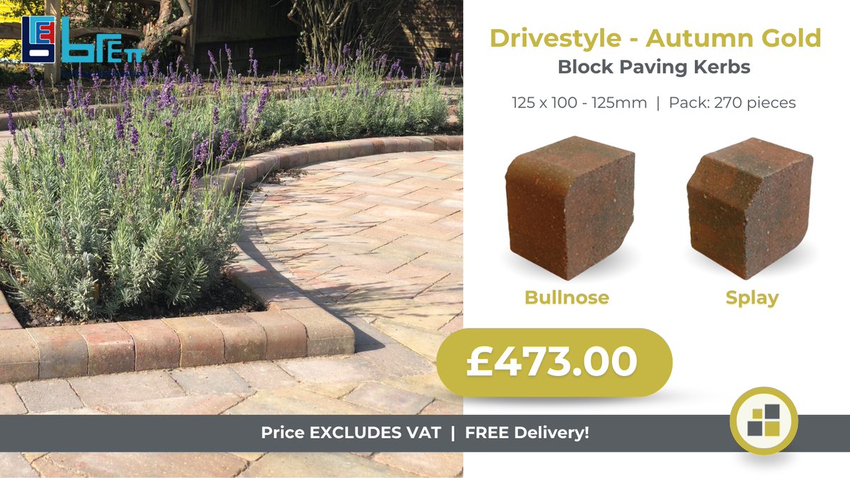 pavingss's tweet image. PAVING KERBS
Brett – Drivestyle Autumn Gold 🟠🟡🟤

Ideal to create boarders step edges or slight height changes in your paving.

📷 pavingsuperstore.co.uk/brett-paving-c…

#kerbs #kerbappeal #gardendesign #gardenborders #drivewaypaving #drivewaycleaning