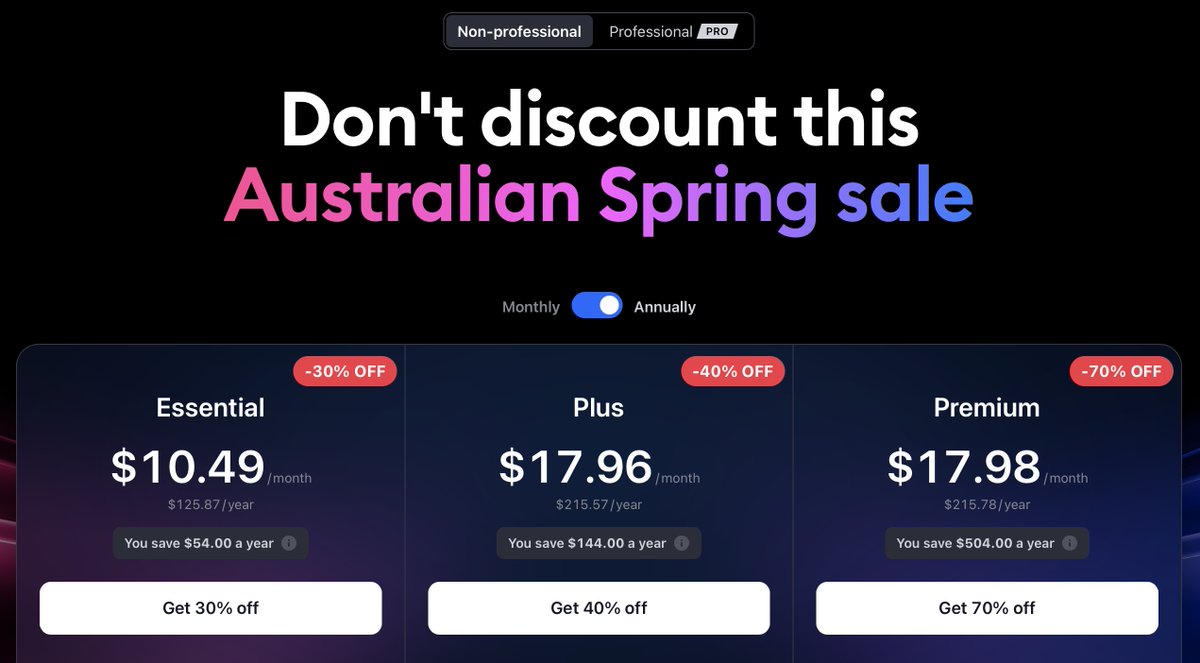 walpha12's tweet image. Aussie Spring sale offer, max 70% discount by
#TradingView - If anyone wants to upgrade, check it out. 
tradingview.com/pricing/?coupo…