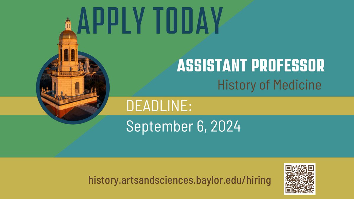 APPLY NOW 

We are hiring an Assistant Professor to teach the History of Medicine