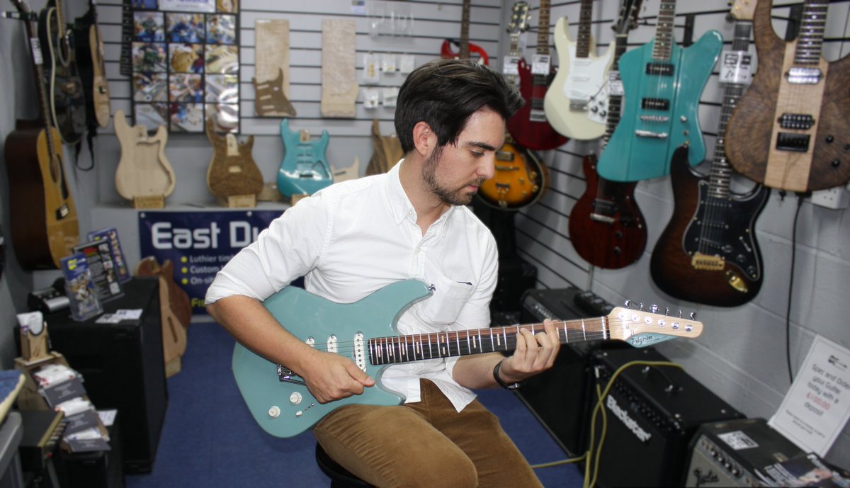edurhamguitars's tweet photo. Great to have @alistairjames91 call in today to collect his @Epiphone dot we have been working on, giving it a full set up with New pickups and strings etc, 
and of course it was lovely to see him trying one of our Pilgrim Guitars, #Trending #TuesdayMotivaton #guitarist #Durham https://t.co/XMqRJ3tSh7