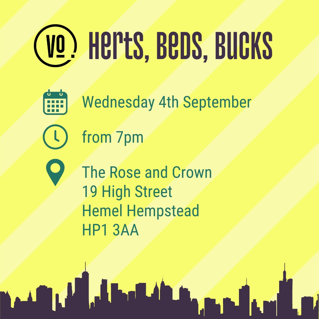 COMING SOON...

The Herts, Beds &amp; Bucks Voiceover Social

🗓️ Wednesday 4th September
⏰ from 7pm
📍 The Rose and Crown, 19 High Street, Hemel Hempstead, HP1 3AA

More info on our website thevosocial.com/events/