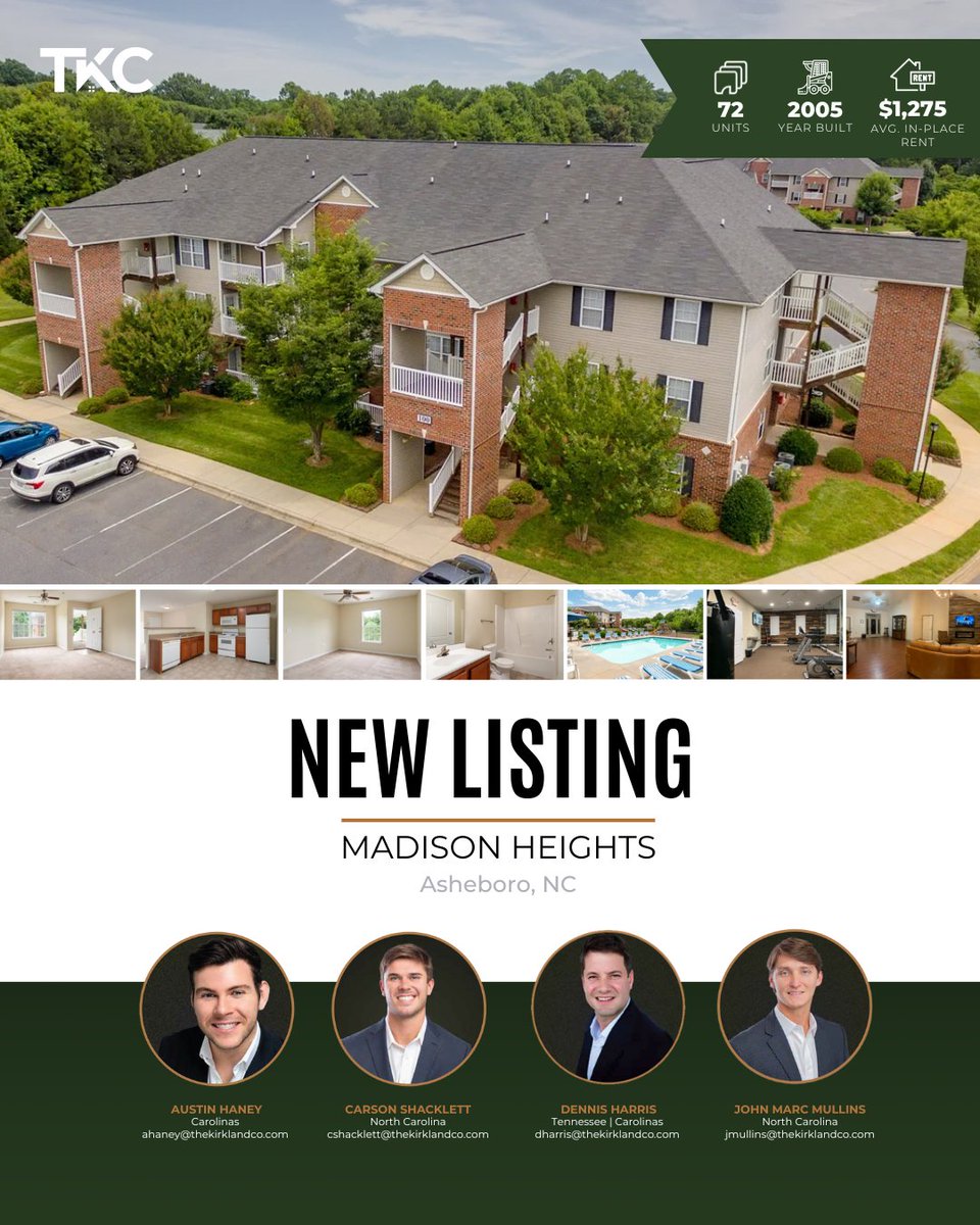 TKC New Multifamily Offering | 72 Units | Piedmont Triad, NC | We Sell Apartments | hubs.li/Q02MK7ts0