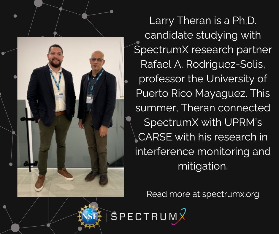 SpectrumXCenter (@spectrumxcenter) on Twitter photo A <a href="/SpectrumXCenter/">SpectrumXCenter</a> student has connected the center with <a href="/CARSE_UPRM/">Center for Advanced Radio Sciences and Engineering</a> this summer with his studies in interference monitoring and mitigation.
Read more here: spectrumx.org/spectrumx-and-… A <a href="/SpectrumXCenter/">SpectrumXCenter</a> student has connected the center with <a href="/CARSE_UPRM/">Center for Advanced Radio Sciences and Engineering</a> this summer with his studies in interference monitoring and mitigation.
Read more here: spectrumx.org/spectrumx-and-…