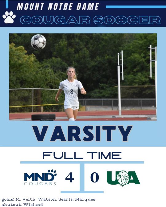 Final score from GGCL game against Ursuline! Varsity 4-0 win. 

⚽️ - M. Veith, Watson, Searls, Marques
✅ - Reeves, B. Veith, Watson, Migal 
🧤 - Wieland