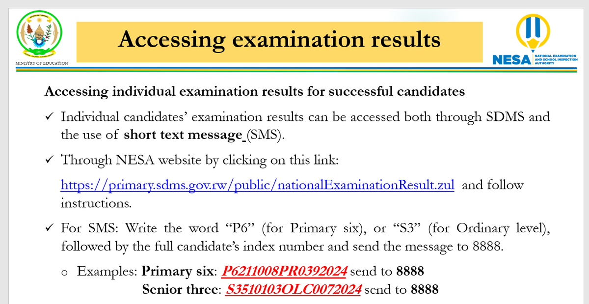 NESA_Rwanda's tweet photo. The 2023/2024 Primary Leaving and Ordinary Level National Examination results are now out! Students, parents, and educators can access the results online via the following link: https://t.co/0t51esg3Sp https://t.co/XZTD2nmnPL