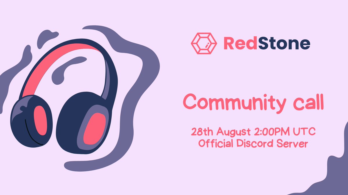 KeithbmBG's tweet photo. 👋Hey, friends. Do not miss @redstone_defi Community call 🙌
🗺️Explore the most recent updates on the #Redtone project and uncover the upcoming exciting advancements. Be prepared for a special surprise awaiting all participants!🎁
🗓️28th august 2:00 PM UTC
🔗Official Discord server 👉https://t.co/leEvyVg1zF