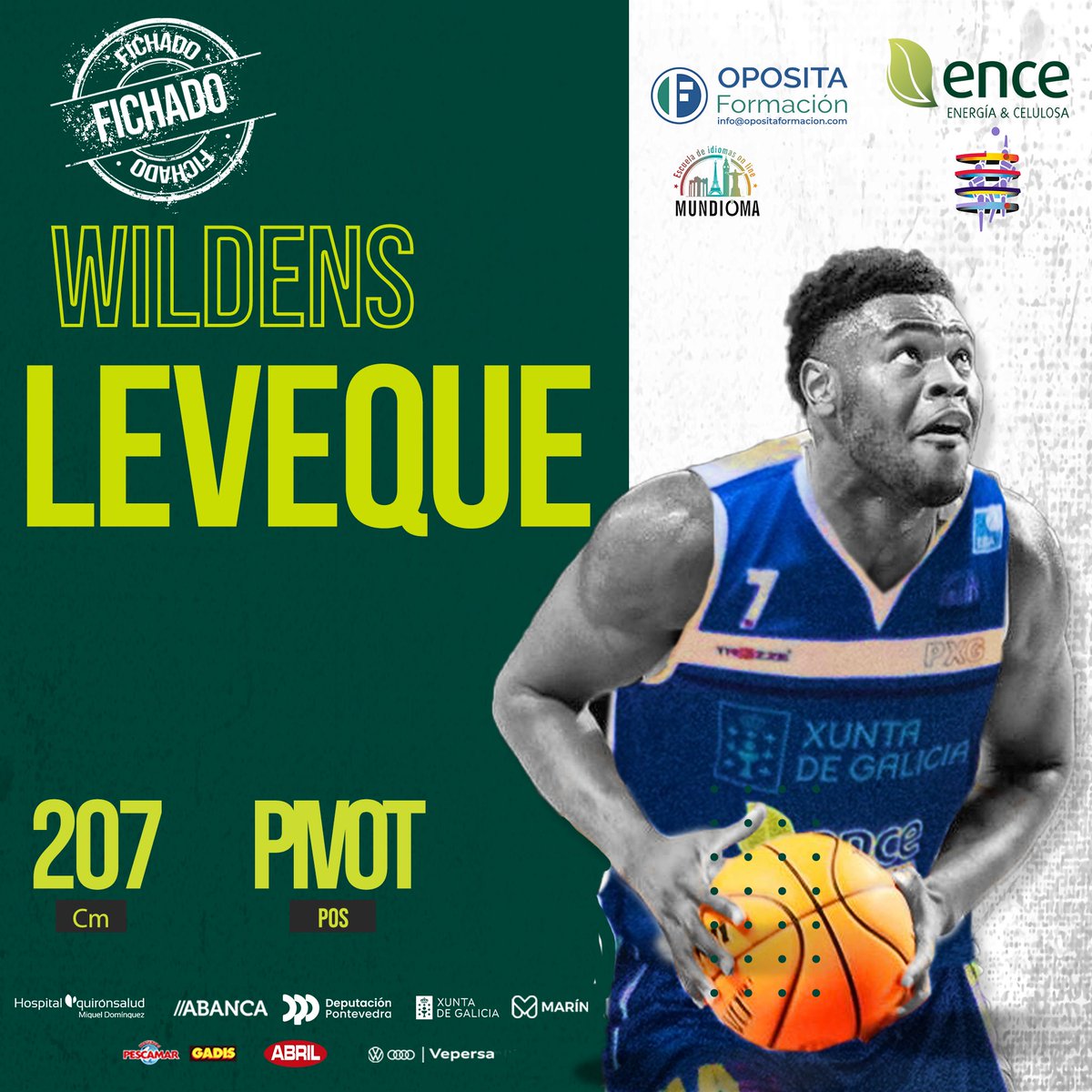 𝐖𝐈𝐋𝐃𝐄𝐍𝐒 𝐋𝐄𝐕𝐄𝐐𝐔𝐄 <a href="/WildensLeveque/">Wildens Leveque</a> interior 🇺🇸 207 cm chega a
<a href="/OpositaForm/">Oposita Formación</a> Marín <a href="/Grupo_Ence/">Ence</a>   @w15dens 
 Formado na <a href="/NCAA/">NCAA</a>  nos programas de <a href="/GamecockMBB/">South Carolina Men's Basketball</a>  <a href="/UMassBasketball/">UMass Basketball</a>  destaca polo seu poderío físico e intimidador.

#enceplansocialpontevedra
#forzapeixe 💪🏽🦈💙