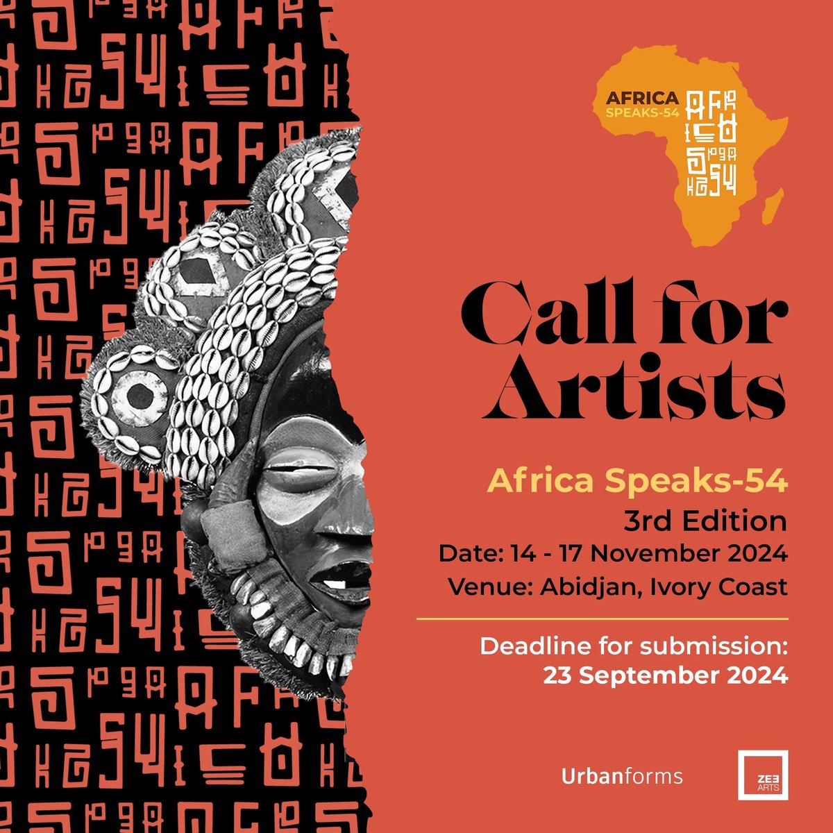 ZeeArtsGallery's tweet image. ZeeArts proudly presents the 3rd Edition of Africa Speaks-54 from 14-17 November 2024 in Abidjan, Ivory Coast.🇨🇮 

For more information and registration drop us an email on exhibition@zeearts.net 

#AfricaSpeaks54 #AfricanArts #Abijan #IvoryCoast #ZeeArts #CallForArtist