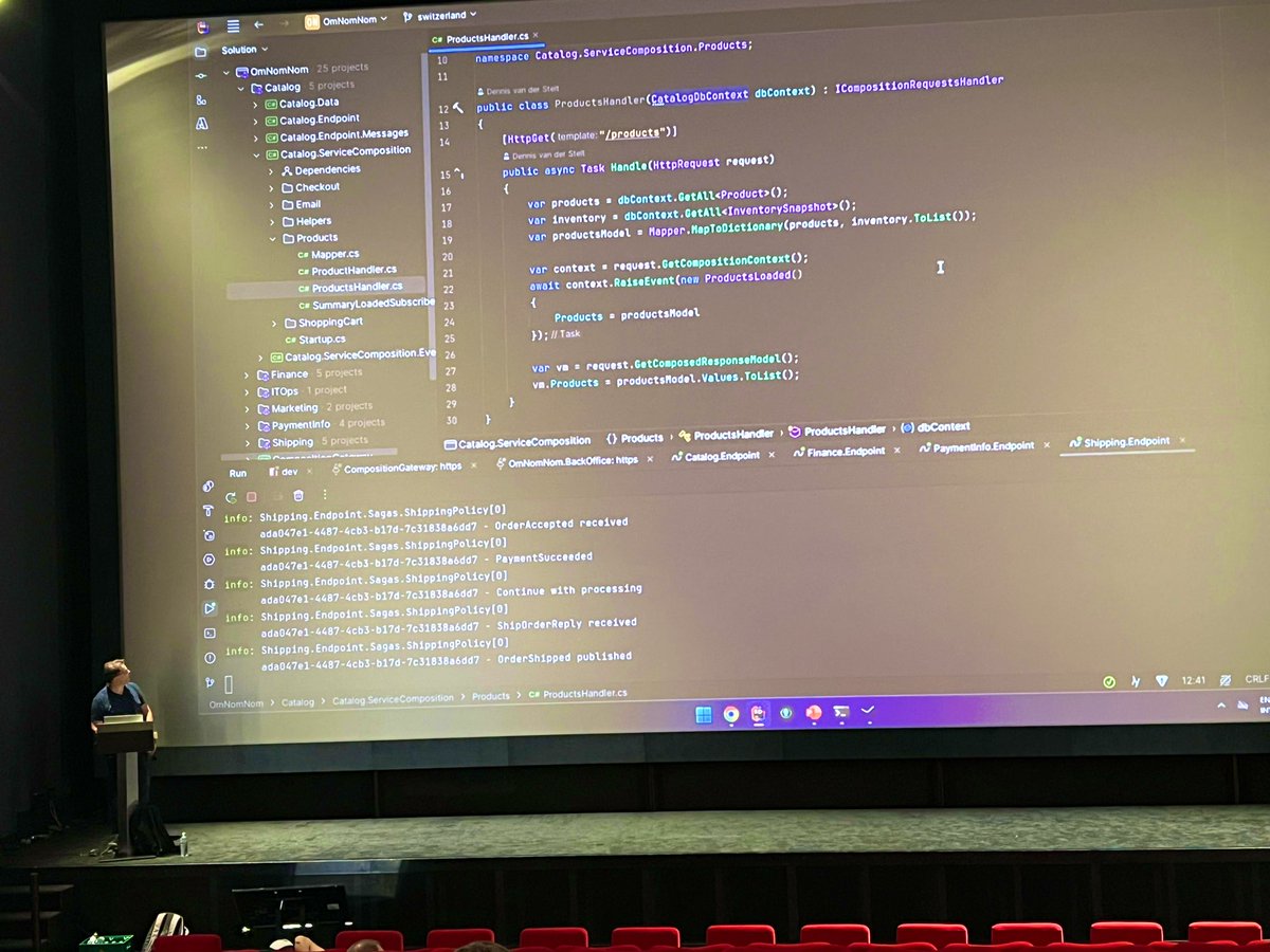 Code Therapist 🇺🇦 (@code_therapist) on Twitter photo Learning how to build services with the right boundaries in „Implementing the planet's largest e-commerce site using service boundaries“ by <a href="/dvdstelt/">Dennis van der Stelt 🎗</a> at <a href="/dotnetday_ch/">DotNetDay CH</a> Learning how to build services with the right boundaries in „Implementing the planet's largest e-commerce site using service boundaries“ by <a href="/dvdstelt/">Dennis van der Stelt 🎗</a> at <a href="/dotnetday_ch/">DotNetDay CH</a>