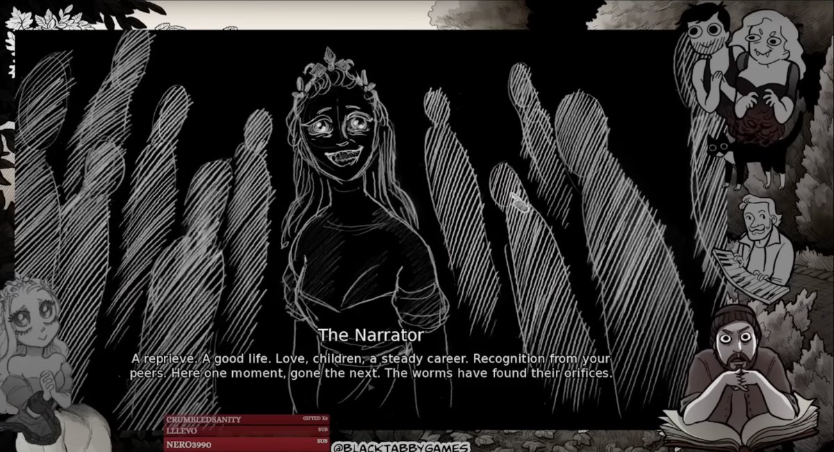 Did you know we did a 6 and a half hour live playthrough of Slay the Princess last fall where Jonny and Nichole performed their roles entirely live?

Thinking about how Jonny had to juggle heart lungs liver nerves with dialogue for about 8 minutes straight

Truly an icon