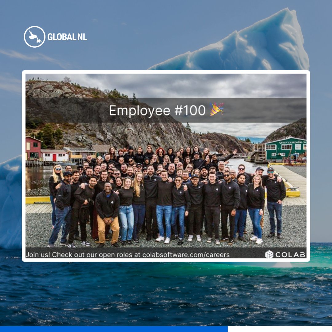 Congrats to @Colab_Software on reaching a major milestone- 100 employees! 🎉 
We’re proud to see a Newfoundland and Labrador company growing strong and making waves. And the best part? They're still hiring! 🚀
Visit colabsoftware.com/careers

#GlobalNL #Hiring #Networking  #Connect