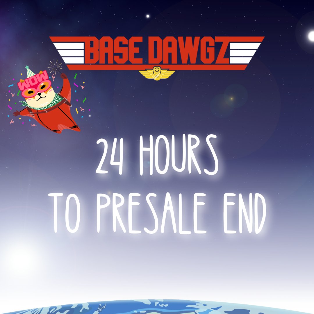 24 hours left of the $DAWGZ presale! 

Make sure you get your last minute buys in. We're going places after this!