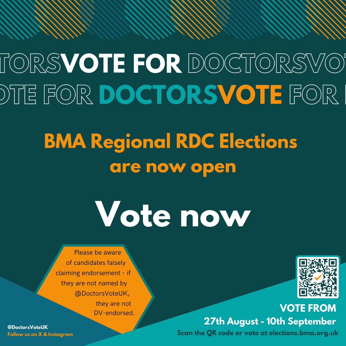DoctorsVoteUK's tweet photo. BMA Regional RDC elections are now open. 

Keep the team that delivered 3 strike mandates, 11 rounds of strike action and transformed RDC.

Your endorsed candidates: https://t.co/E3zc0feDsK

Vote at https://t.co/jS3bLbPZPB

Don’t let RDC go back to the paralysis of the past. https://t.co/l4Ebinfn6g