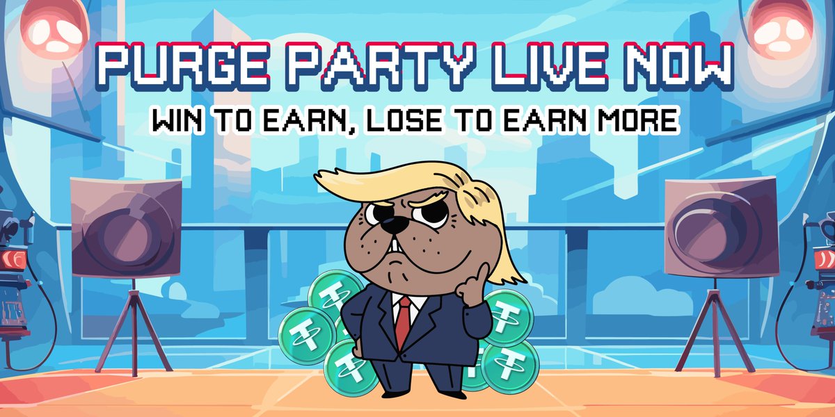 🔥🔥🔥 Purge Party is Live! 🎉

Win to earn, lose to earn even more! Trump promises： 100% earned from the game!💯💰

Which room will be your lucky one? I believe Luck will be on your side! 🤪💸

Join now,it only takes 0.1 USDT/vUSDT to participate!💥🔗
#tonmemeparty #ton #trump