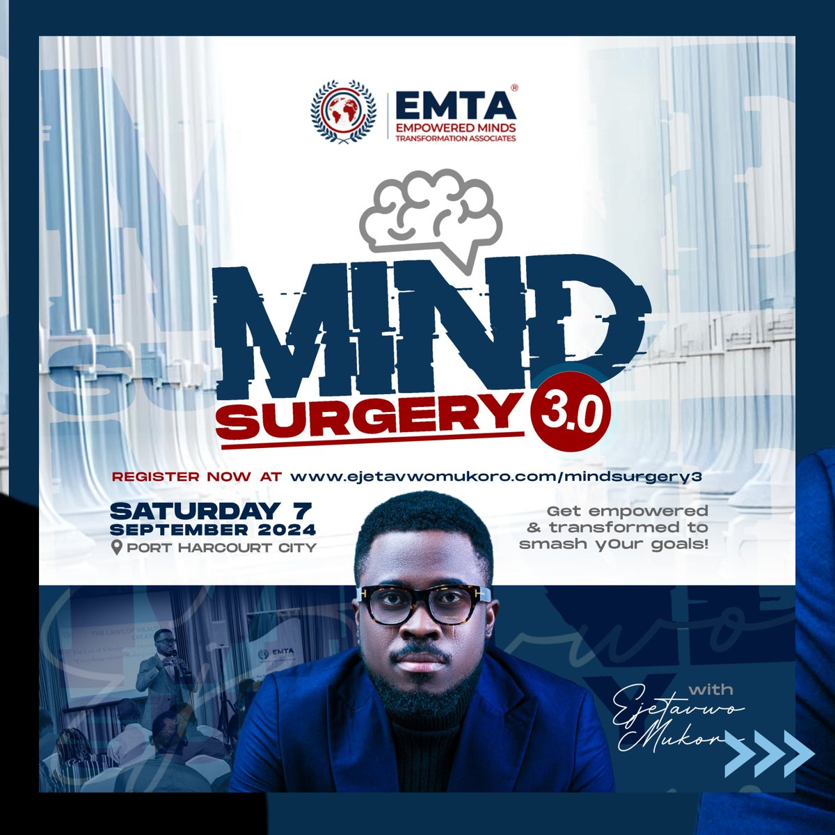 ejetavwomukoro's tweet image. See You At
MIND SURGERY 3.0
7th September 2024
in Port Harcourt City.
________________
For more details,
REGISTER NOW via this link:
ejetavwomukoro.com/mindsurgery3
#MindSurgery3
#EMukoro
#EMTA